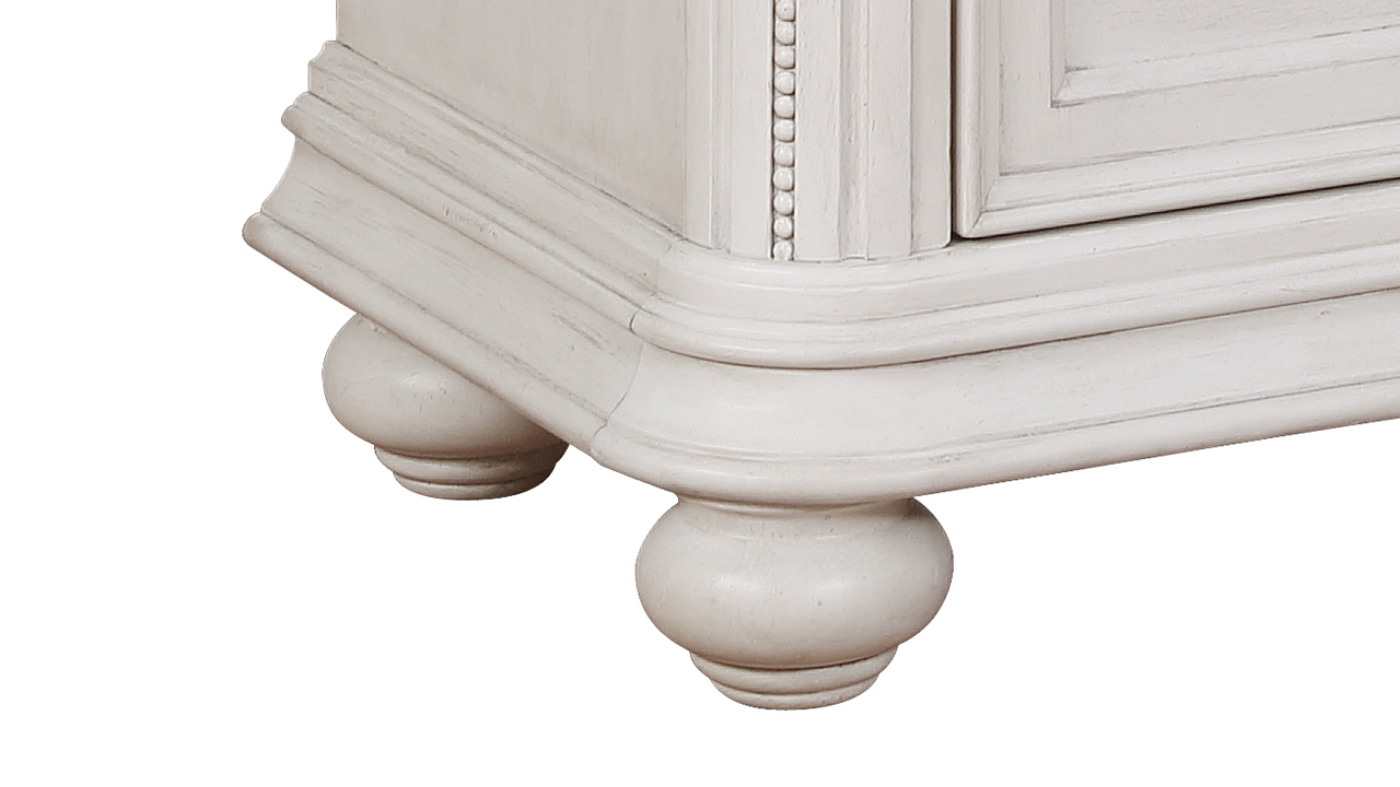 Close up of the Feet on the White Keystone Nightstand| Home Furniture Plus Mattress