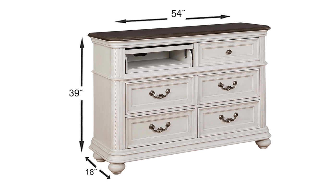 Dimensions of the White Keystone TV Stand at an Angle | Home Furniture Plus Mattress