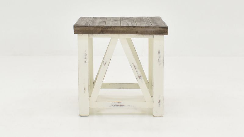 Front Facing View of the Spencer End Table in Off-White by Vintage Furniture |Home Furniture Plus Bedding