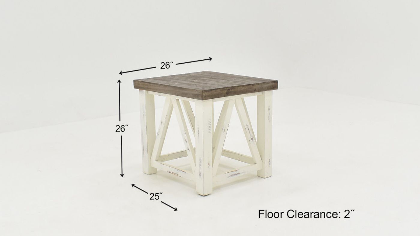 Dimension Details of the Spencer End Table in Off-White by Vintage Furniture |Home Furniture Plus Bedding