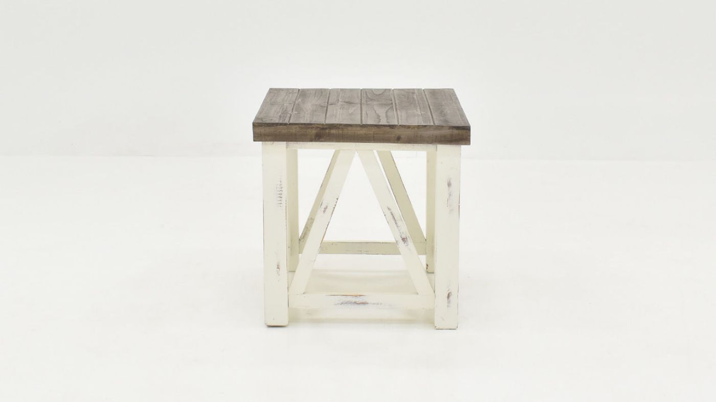 Side View of the Spencer End Table in Off-White by Vintage Furniture |Home Furniture Plus Bedding