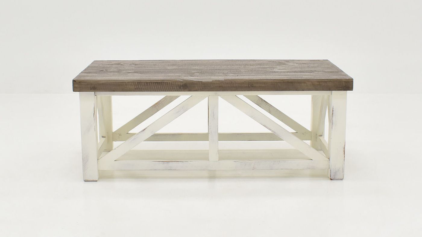 Front Facing View of the Spencer Coffee Table in Off-White by Vintage Furniture |Home Furniture Plus Bedding