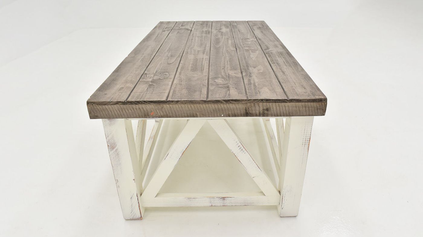 Overhead View of the Spencer Coffee Table in Off-White by Vintage Furniture |Home Furniture Plus Bedding