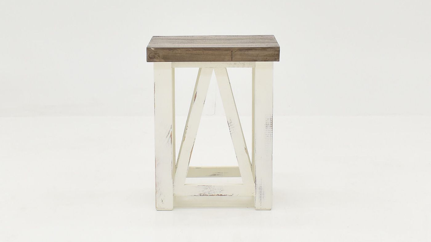 Front Facing View of the  Spencer Chairside Table in Off-White by Vintage Furniture | Home Furniture Plus Bedding