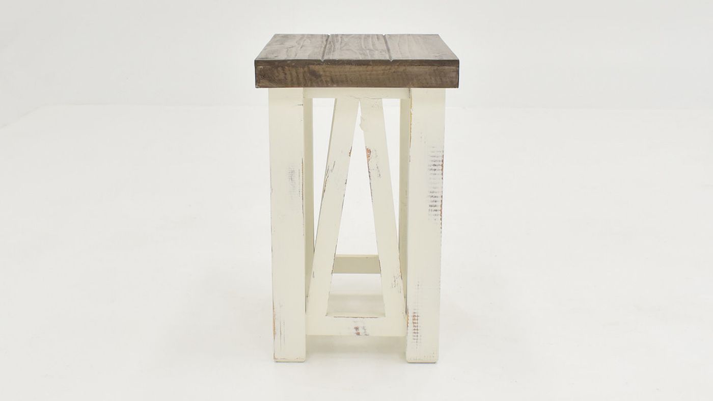 Side View of the  Spencer Chairside Table in Off-White by Vintage Furniture | Home Furniture Plus Bedding