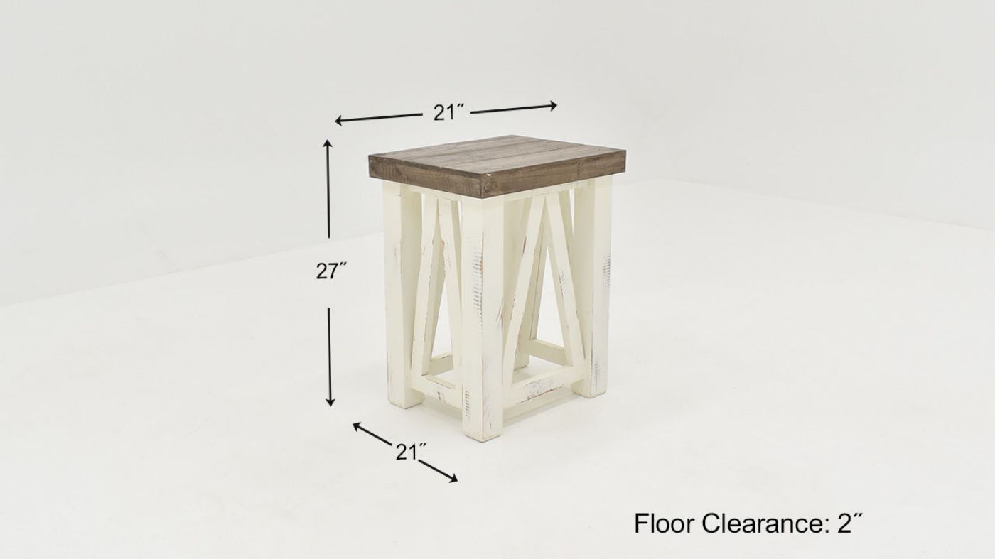 Dimension Details of the  Spencer Chairside Table in Off-White by Vintage Furniture | Home Furniture Plus Bedding