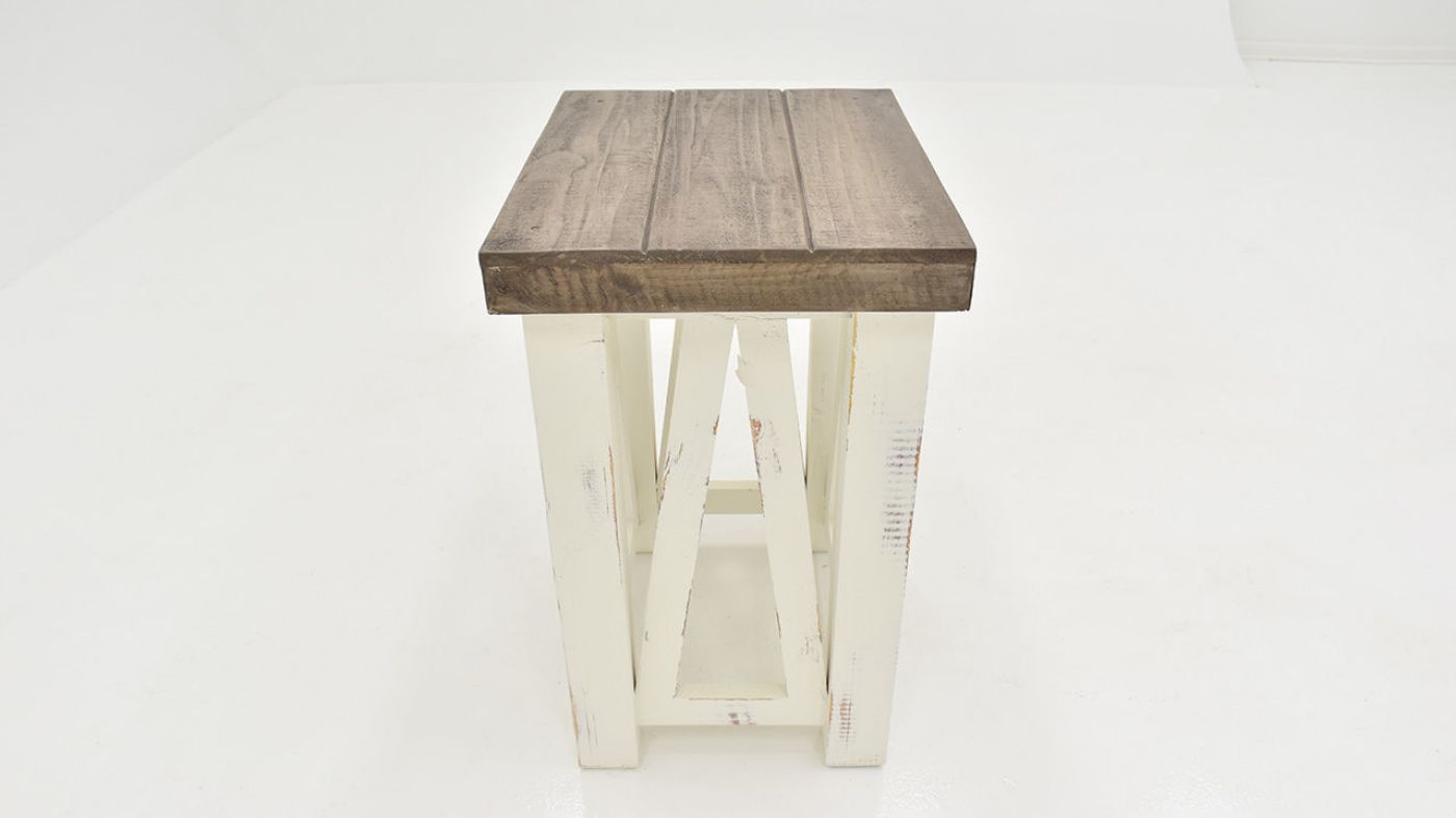 Angled Overhead View of the  Spencer Chairside Table in Off-White by Vintage Furniture | Home Furniture Plus Bedding