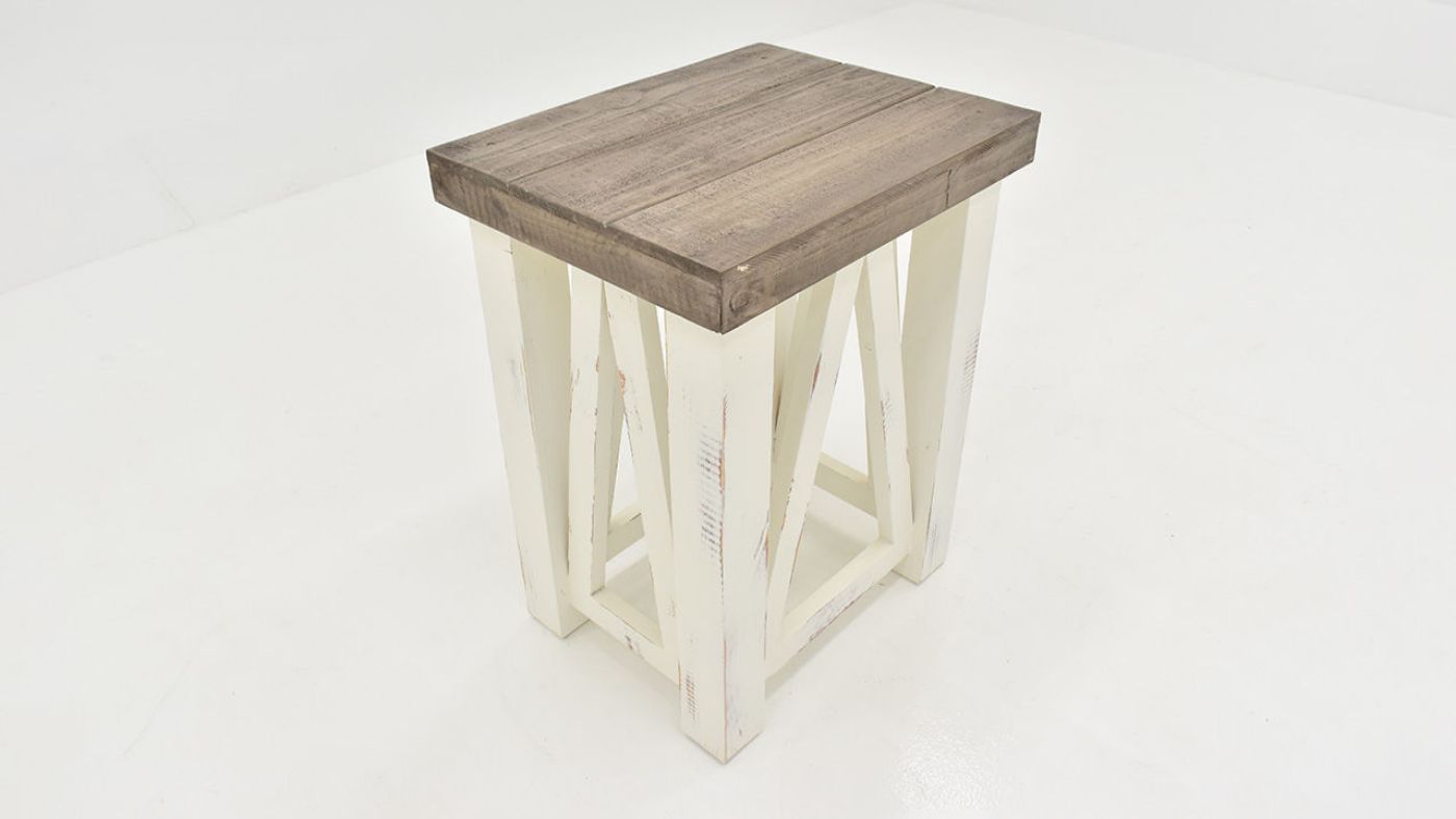 Angled Overhead View of the  Spencer Chairside Table in Off-White by Vintage Furniture | Home Furniture Plus Bedding