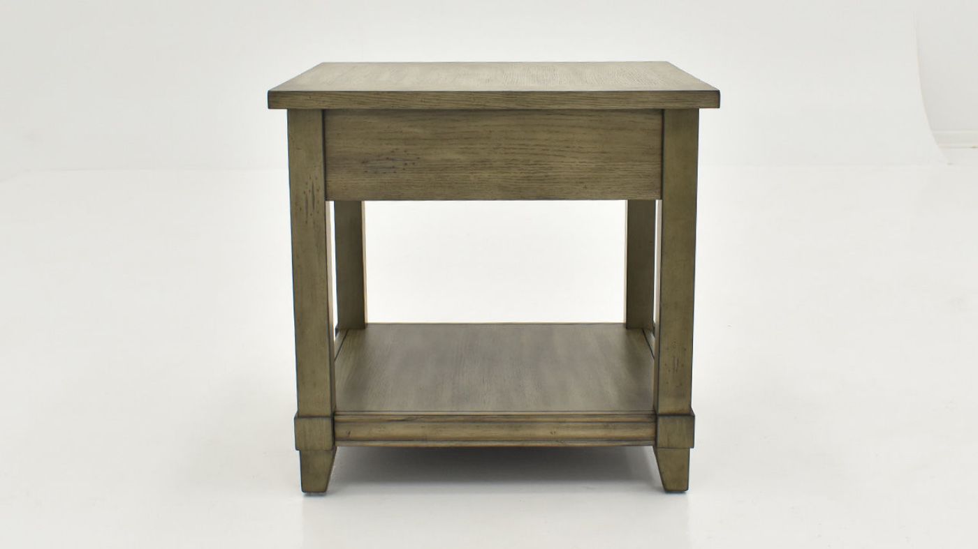 Side View of the Rustic End Table in Gray by Bernards | Home Furniture Plus Bedding