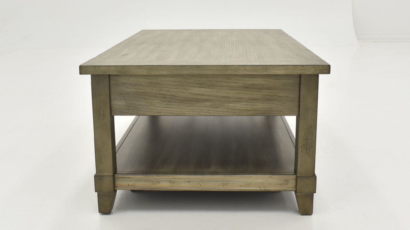 Side View of the Rustic Lift-Top Coffee Table in Gray by Bernards | Home Furniture Plus Bedding