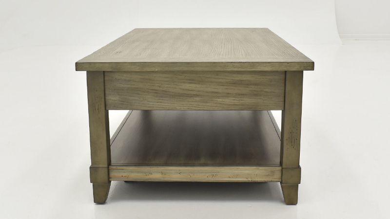 Side View of the Rustic Lift-Top Coffee Table in Gray by Bernards | Home Furniture Plus Bedding