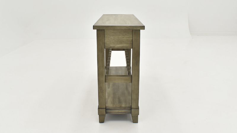Side View of the Rustic Console Table in Gray by Bernards | Home Furniture Plus Bedding