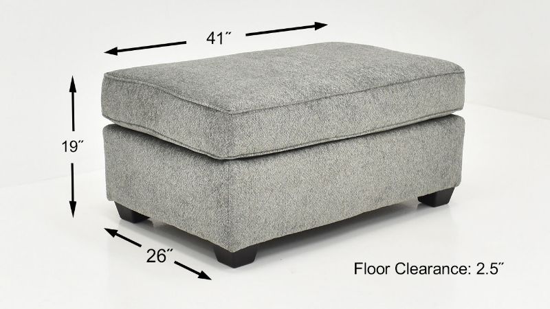 Dimension Details of the St. Charles Ottoman in Gray by Behold Home | Home Furniture Plus Bedding