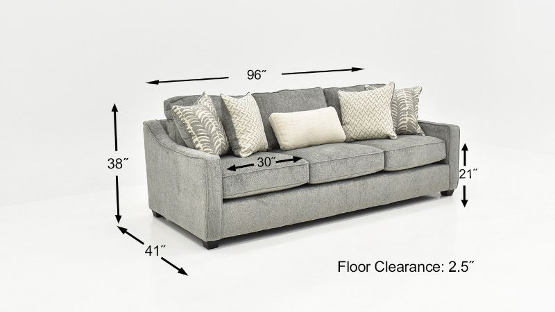 Dimension Details of the St. Charles Sofa in Gray by Behold Home | Home Furniture Plus Bedding