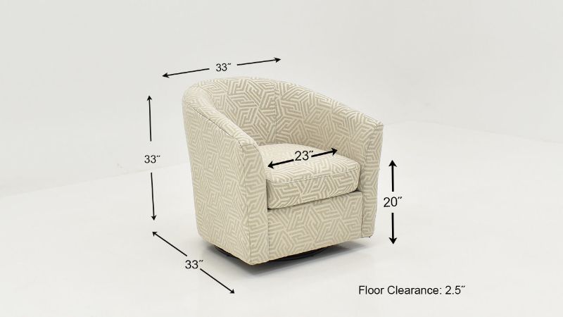 Dimension Details of the Ritzy Barrel Accent Chair in Off-White by Behold Home | Home Furniture Plus bedding