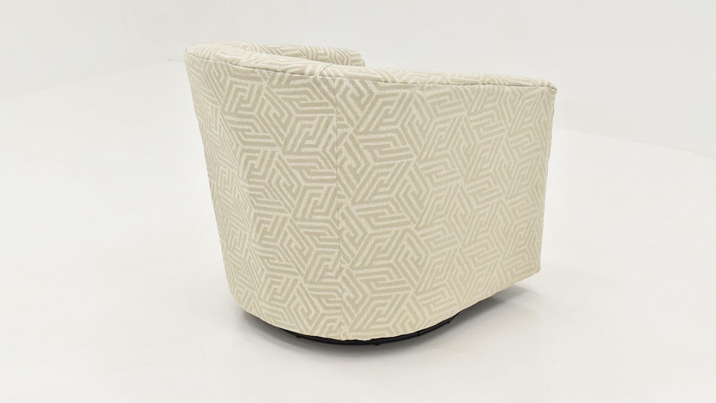 Slightly Angled Rear View of the Ritzy Barrel Accent Chair in Off-White by Behold Home | Home Furniture Plus bedding