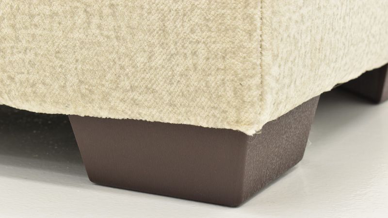 Close Up Foot View of the Ritzy Ottoman in Off-White by Behold Home | Home Furniture Plus Bedding
