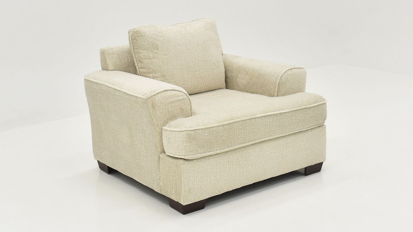 Slightly Angled  View of the Ritzy Chair in Off-White by Behold Home | Home Furniture Plus Bedding