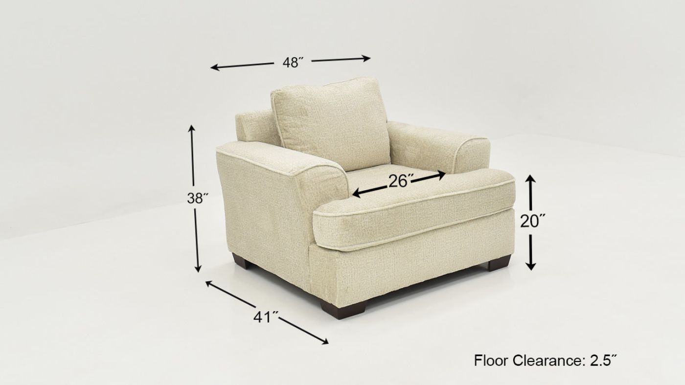 Dimension Details of the Ritzy Chair in Off-White by Behold Home | Home Furniture Plus Bedding