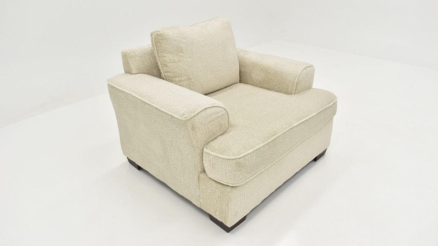 Slightly Angled View of the Ritzy Chair in Off-White by Behold Home | Home Furniture Plus Bedding