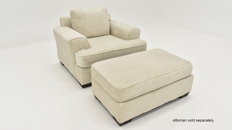 View of the Ritzy Chair in Off-White by Behold Home with Matching Ottoman (sold separately) | Home Furniture Plus Bedding
