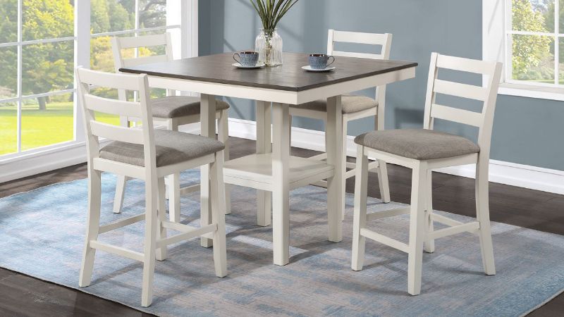 Room View of the Tahoe 5 Piece Counter Height Dining Table Set in Chalk Gray by Crown Mark | Home Furniture Plus Bedding