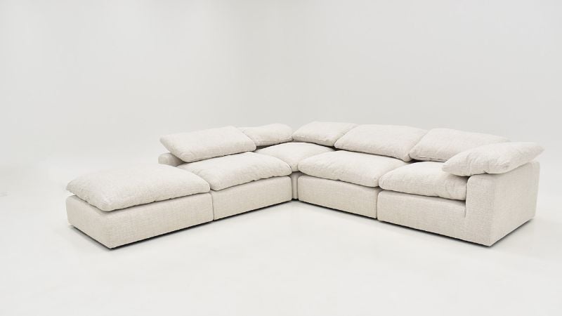 Front Angled View of  the Cloud Sofa Sectional Sofa with Chaise in Off White by KUKA Home | Home Furniture Plus Bedding