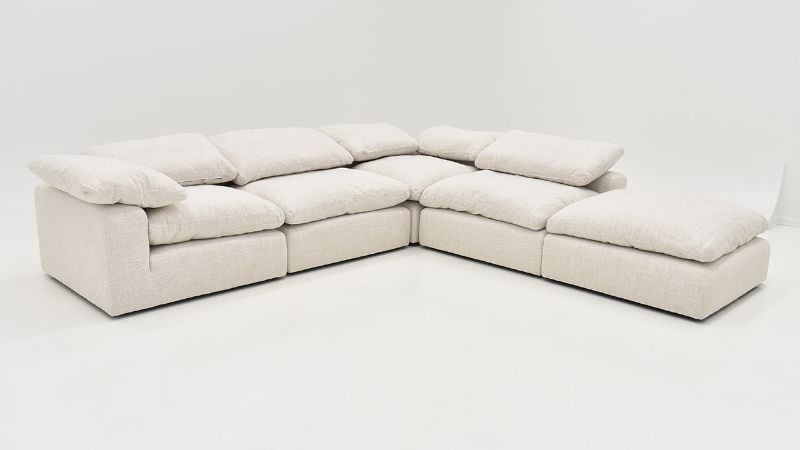Front Angled View of  the Cloud Sofa Sectional Sofa with Chaise in Off White by KUKA Home | Home Furniture Plus Bedding
