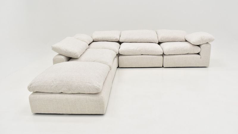Side View of  the Cloud Sofa Sectional Sofa with Chaise in Off White by KUKA Home | Home Furniture Plus Bedding