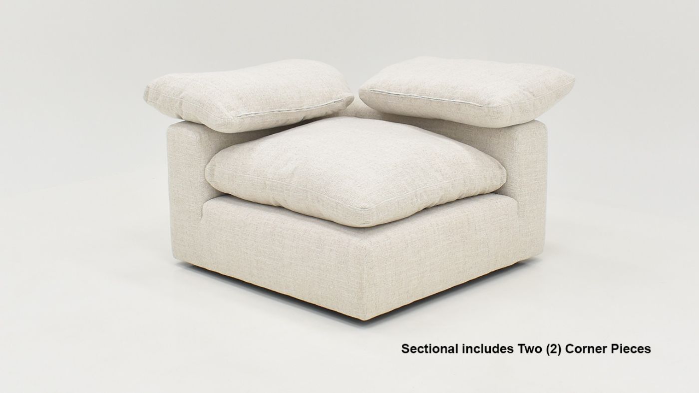 Modular Corner Piece of  the Cloud Sofa Sectional Sofa with Chaise in Off White by KUKA Home | Home Furniture Plus Bedding