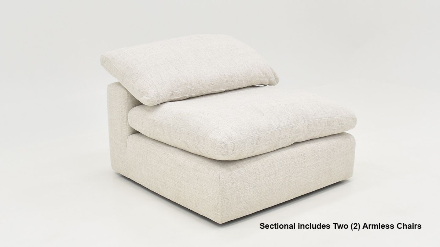Modular Armless Chair Piece of the Cloud Sofa Sectional Sofa with Chaise in Off White by KUKA Home | Home Furniture Plus Bedding