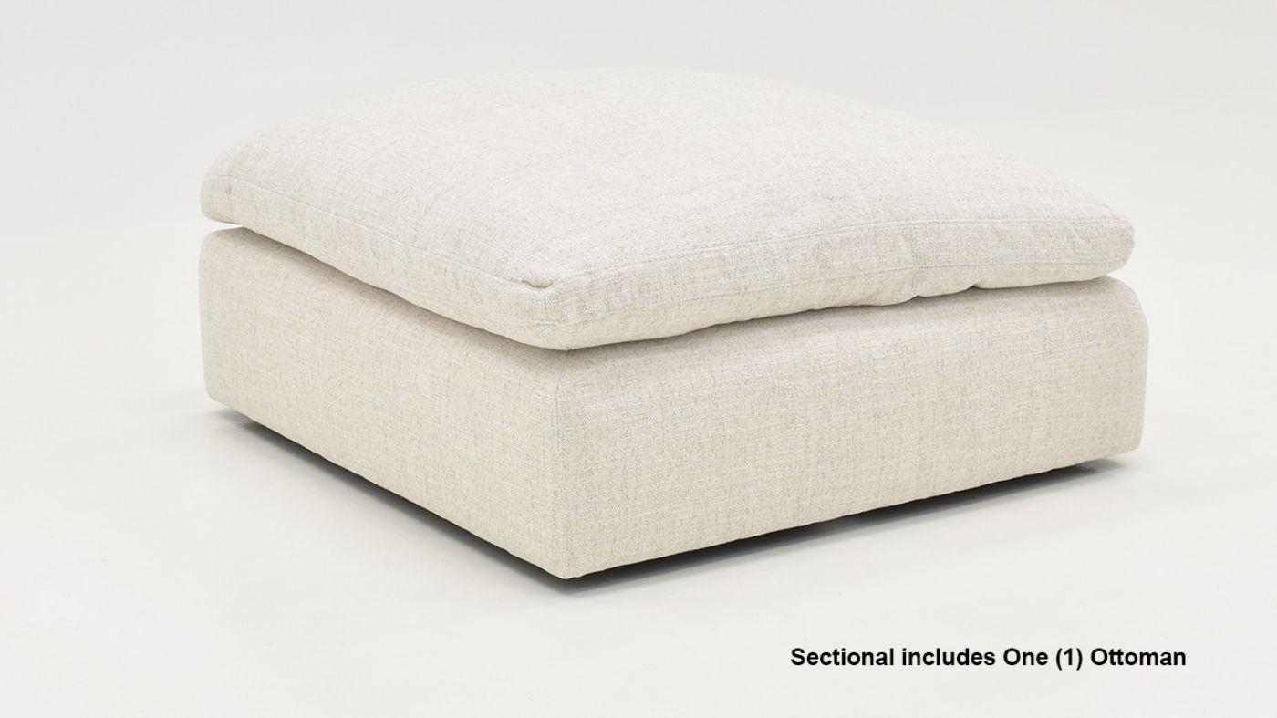 Modular Ottoman for the Cloud Sofa Sectional Sofa with Chaise in Off White by KUKA Home | Home Furniture Plus Bedding