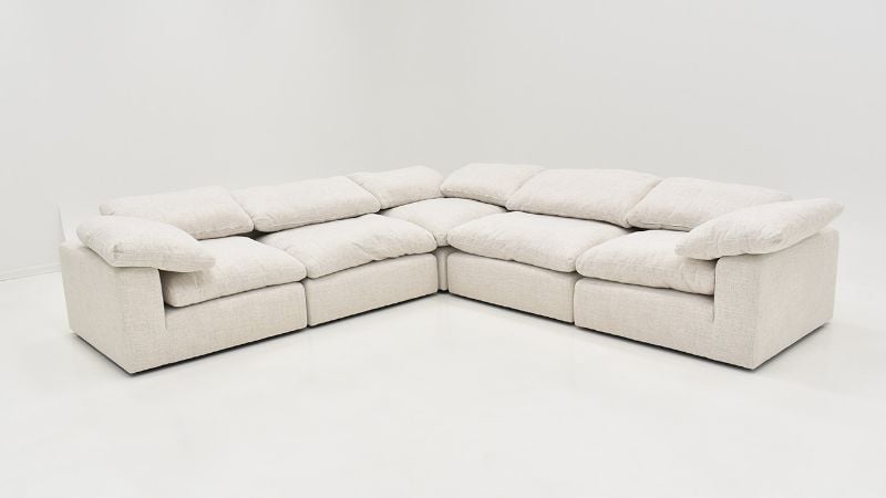 Front Angled View of  the Cloud L-Shaped Sectional Sofa in Off White by KUKA Home | Home Furniture Plus Bedding