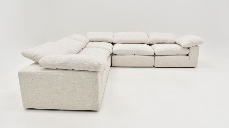 Side View of  the Cloud L-Shaped Sectional Sofa in Off White by KUKA Home | Home Furniture Plus Bedding