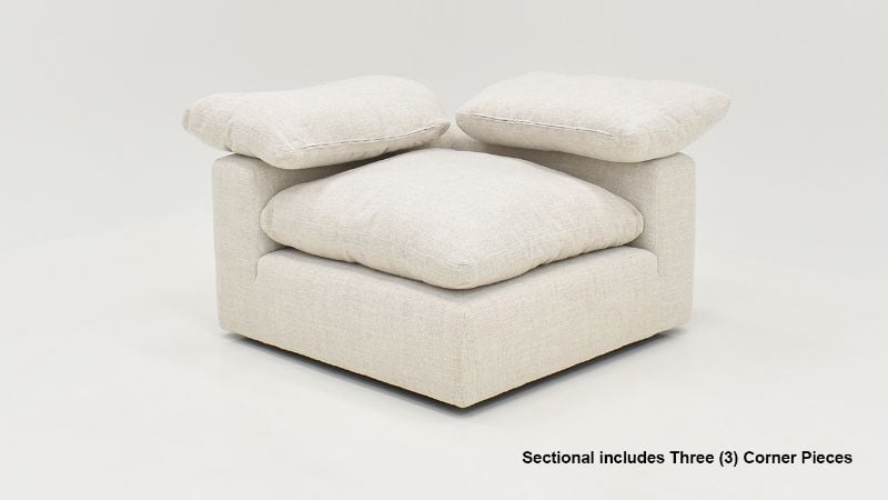 Modular Corner Piece of the Cloud L-Shaped Sectional Sofa in Off White by KUKA Home | Home Furniture Plus Bedding