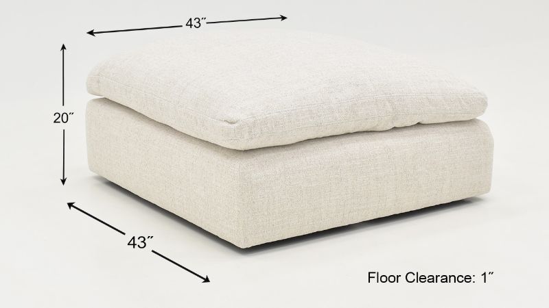 Dimension Details of the Cloud Ottoman in Off White by KUKA Home | Home Furniture Plus Bedding