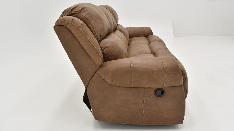 Side View of the Maverick Reclining Sofa in Brown by HomeStretch | Home Furniture Plus Bedding