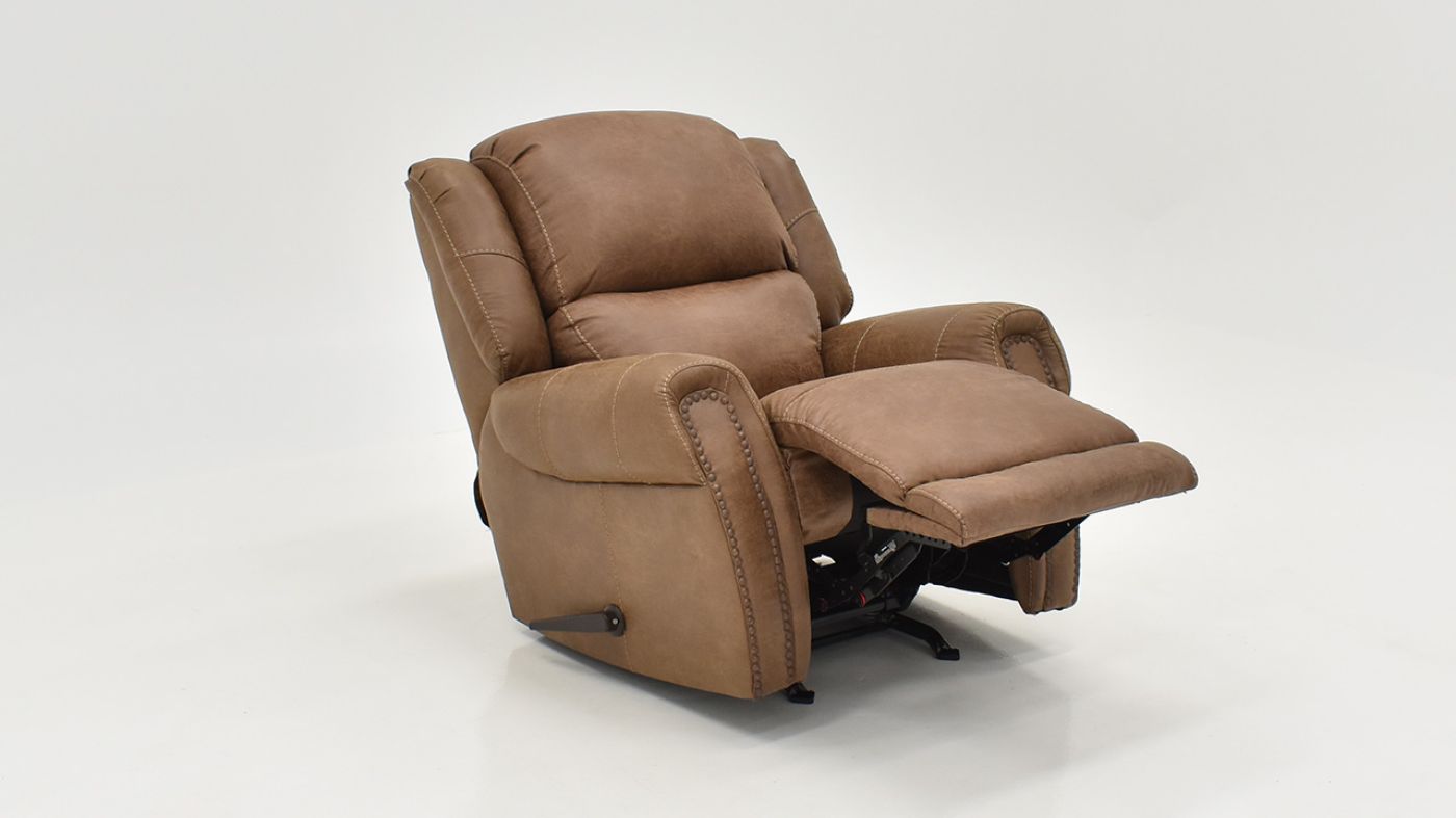 Angled Reclined View of the Maverick Recliner in Brown by HomeStretch | Home Furniture Plus Bedding