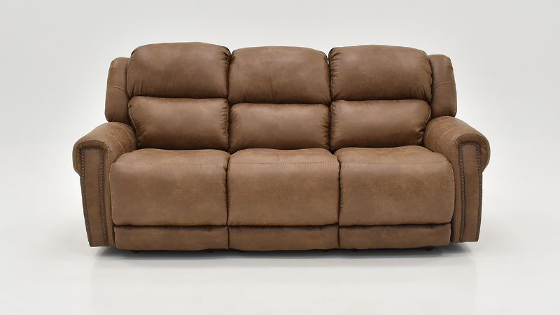 Front Facing View of the Maverick POWER Reclining Sofa in Brown by HomeStretch | Home Furniture Plus Bedding