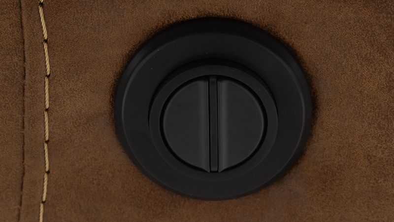 Close Up View of the Power Buttons on the Maverick POWER Reclining Sofa in Brown by HomeStretch | Home Furniture Plus Bedding