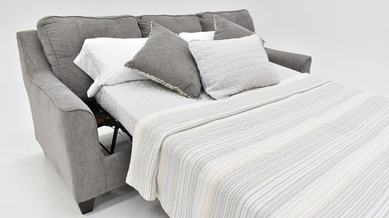 Angled Opened View of the Surge Sleeper Sofa in Smoke Gray by Lane Furniture | Home Furniture Plus Bedding