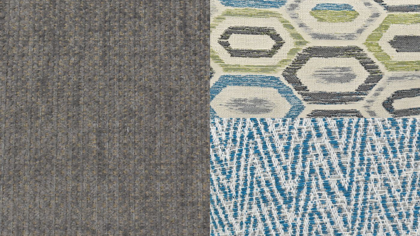 Fabric Swatches of Upholstery and Accent Pillows on the Surge Sleeper Sofa in Smoke Gray by Lane Furniture | Home Furniture Plus Bedding