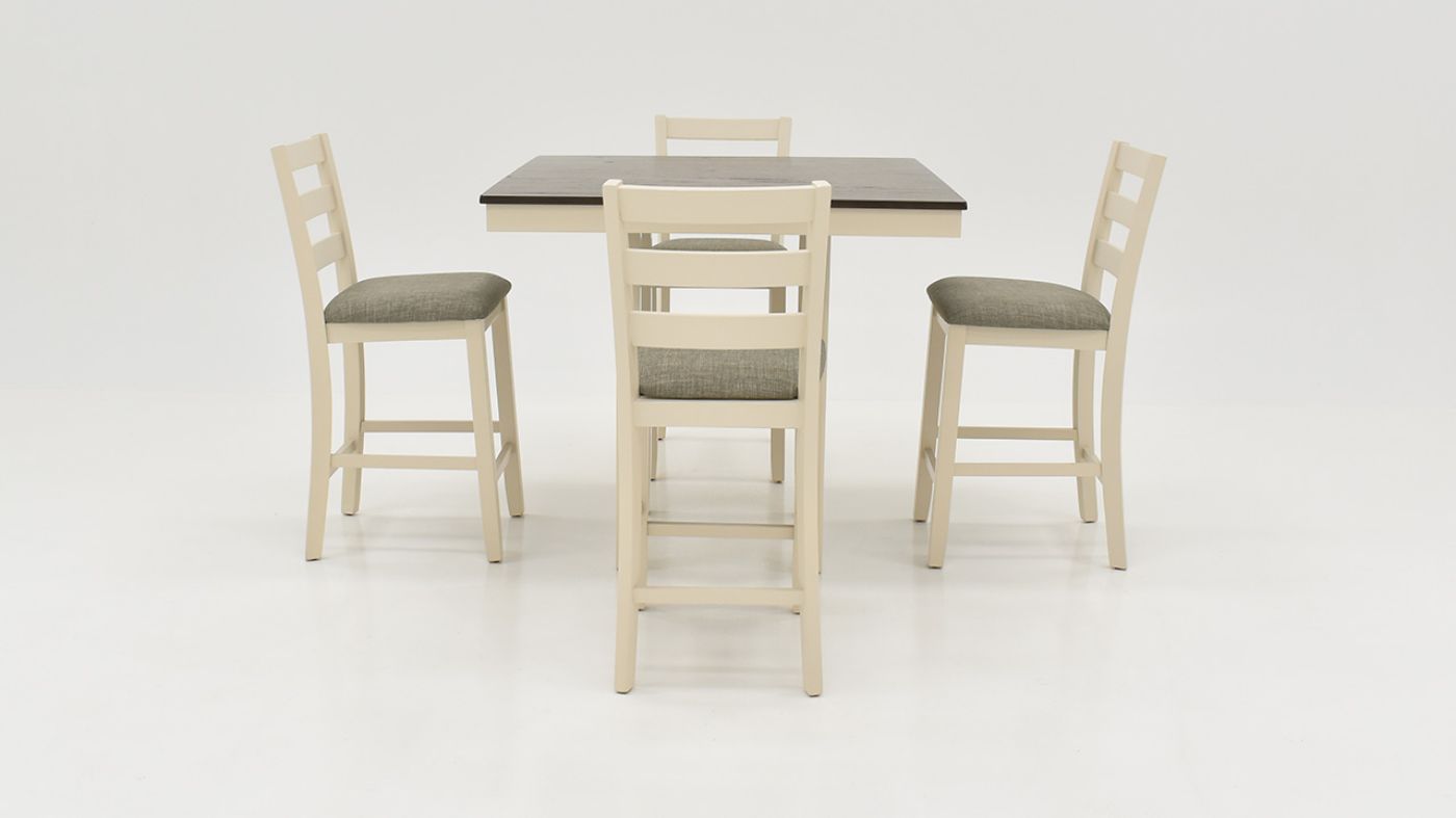 View of the Tahoe 5 Piece Counter Height Dining Table Set in Chalk Gray by Crown Mark | Home Furniture Plus Bedding