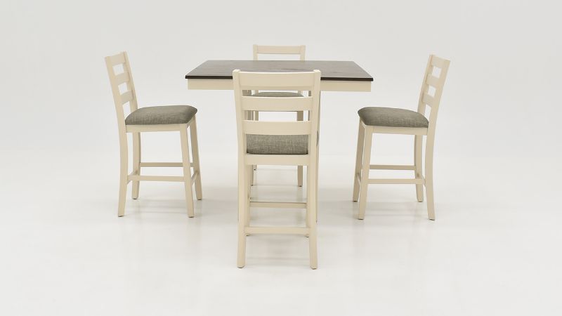 View of the Tahoe 5 Piece Counter Height Dining Table Set in Chalk Gray by Crown Mark | Home Furniture Plus Bedding