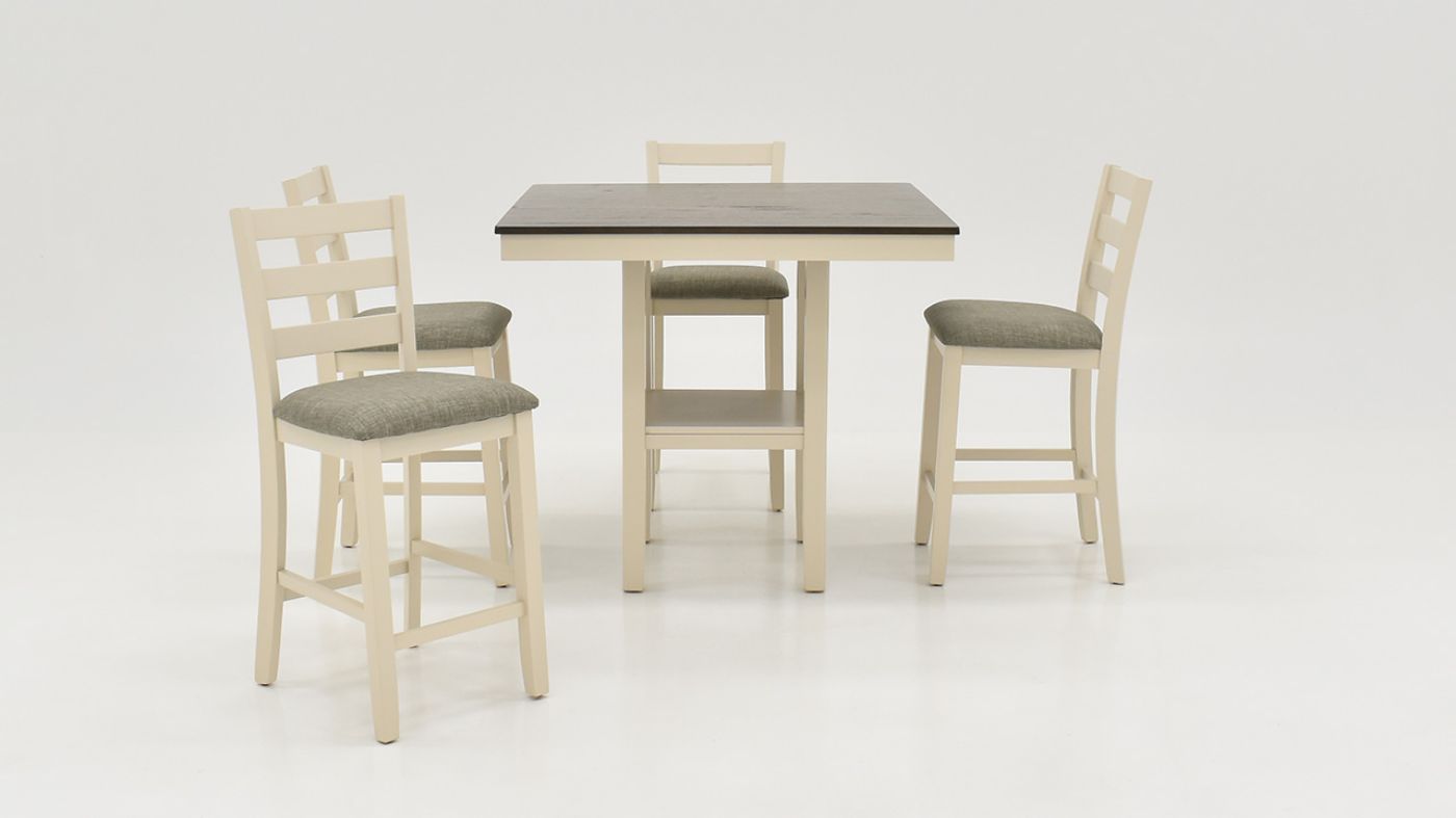 View of the Tahoe 5 Piece Counter Height Dining Table Set in Chalk Gray by Crown Mark | Home Furniture Plus Bedding