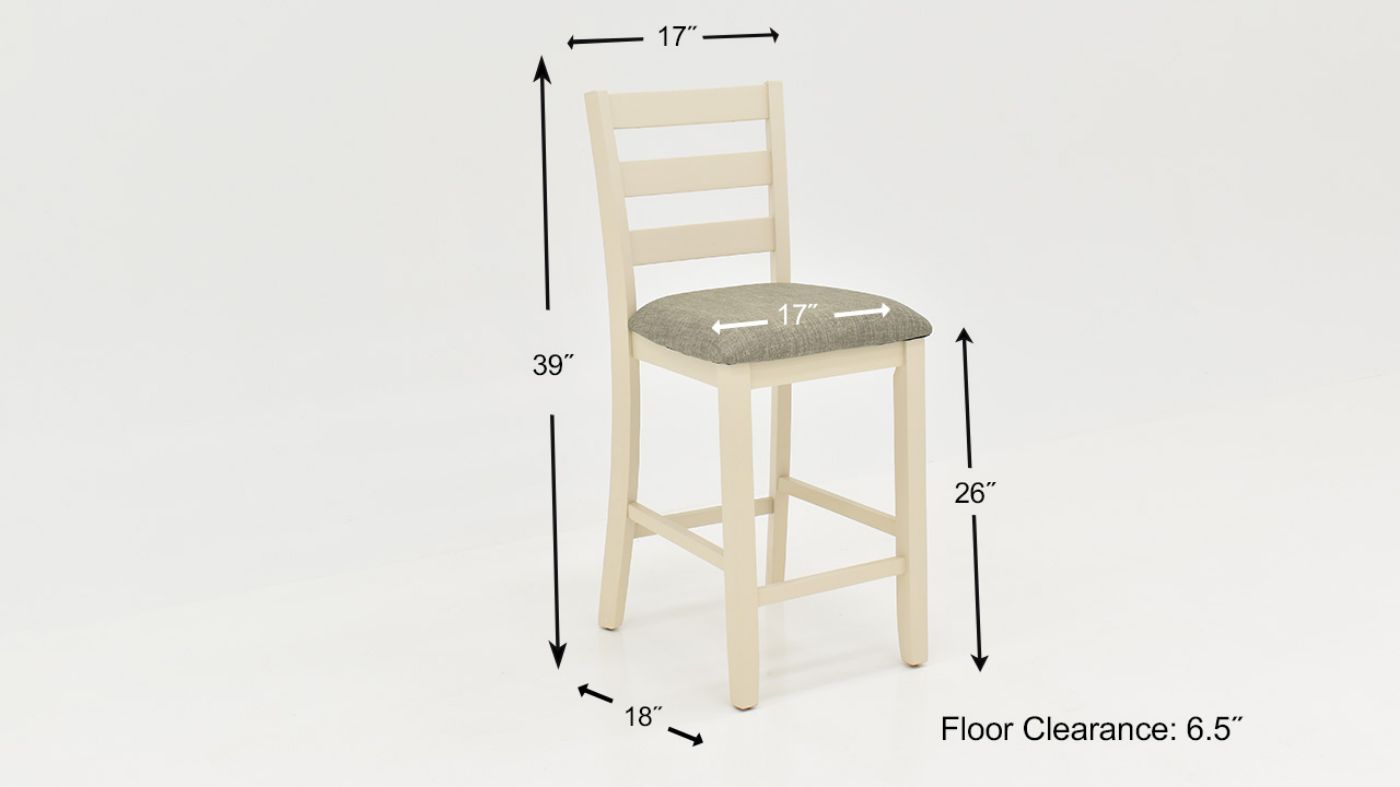 Dimension Details of the Tahoe 5 Piece Counter Height Dining Table Set in Chalk Gray by Crown Mark | Home Furniture Plus Bedding