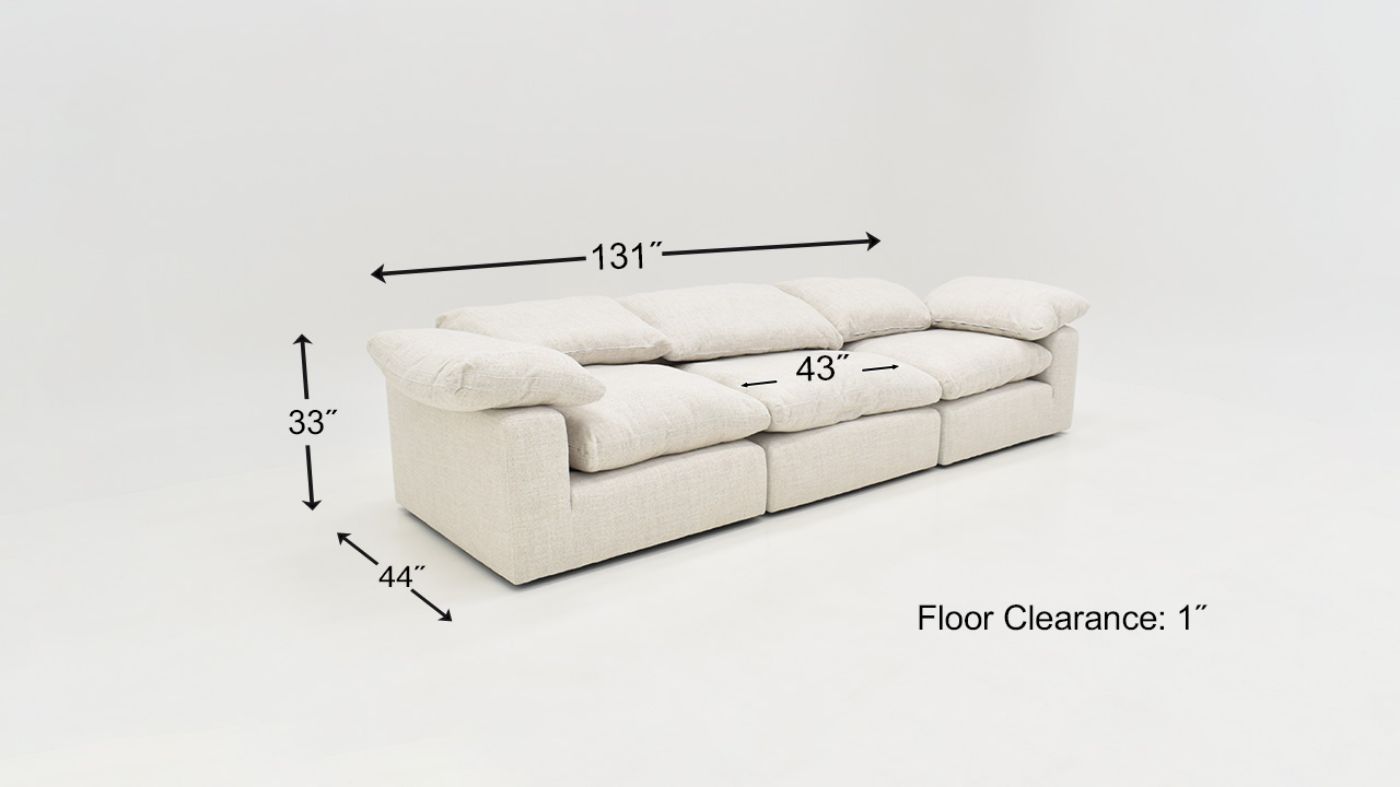 Dimension Details of the Cloud Sofa in Off White by KUKA Home | Home Furniture Plus Bedding