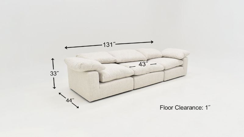 Dimension Details of the Cloud Sofa in Off White by KUKA Home | Home Furniture Plus Bedding