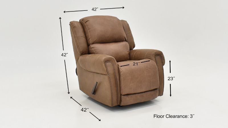 Dimension Details of the Maverick Recliner in Brown by HomeStretch | Home Furniture Plus Bedding