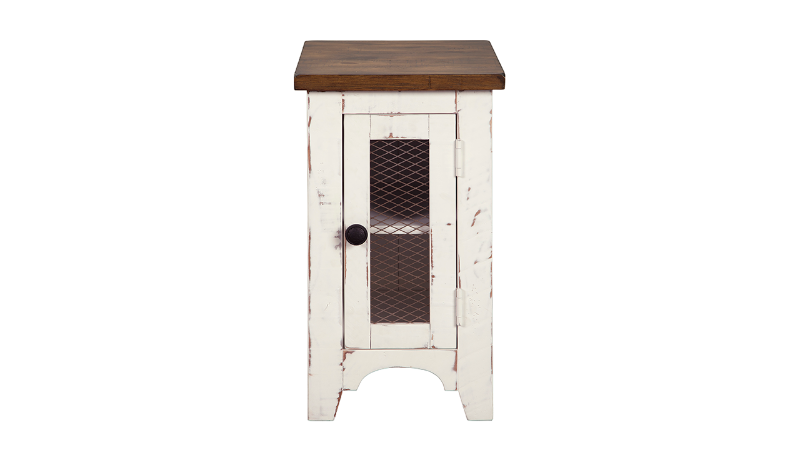Front Facing  View of the Wystfield Chairside End Table in Two Tone White and Brown by Ashley Furniture | Home Furniture Plus Bedding